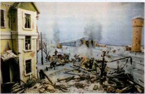 Диорама. Бой в районе депо в ходе обороны г. Бендеры от румынских захватчиков.