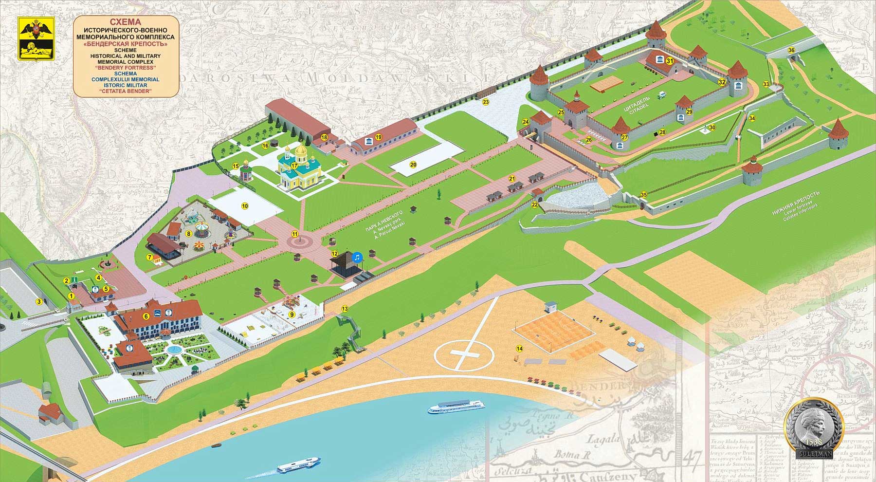 Scheme of the historical military memorial complex "Bendery Fortress"